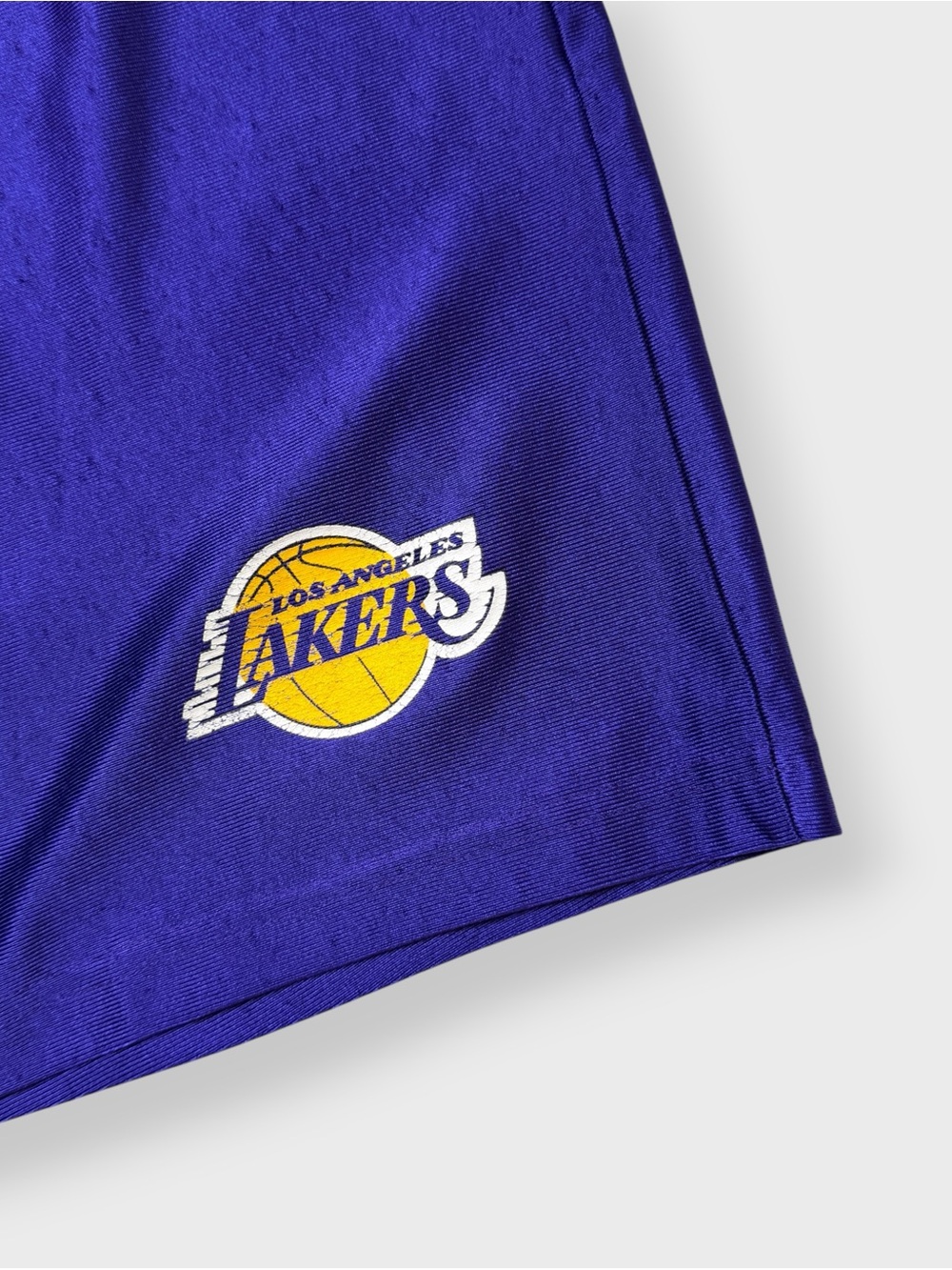 Vintage 80s 90s Los Angeles Lakers Shiny Dazzle Basketball Shorts, Elastic Logo - Picture 2 of 4